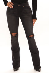 Jessie Mid Rise Distressed Bootcut Jean - Black Ins Street